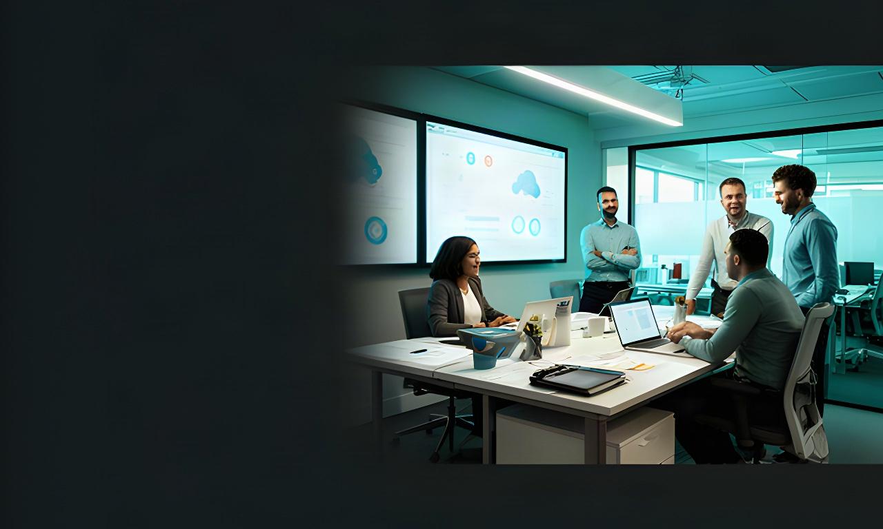 Cloud engineers reviewing a staged migration plan on screens in a modern Liverpool office